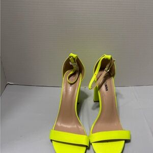 Fashion Nova Neon Yellow Ankle-Strap Block Heel Sandals